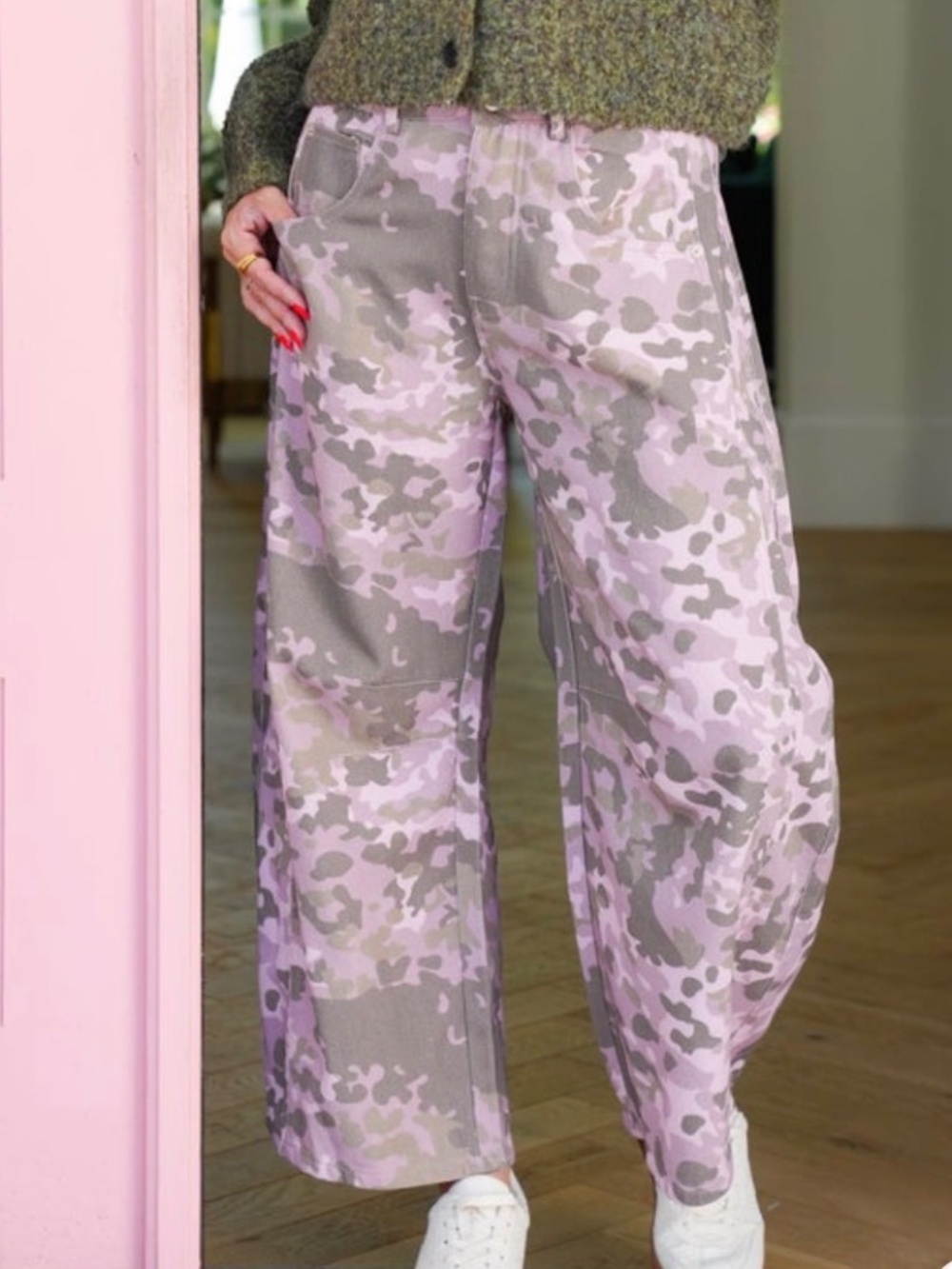 Pink Camo Barrel Jeans
